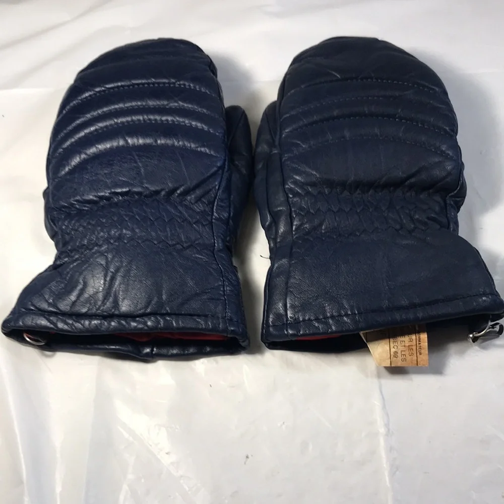 Dorsons Sports Vintage Blue Leather Insulated Snow Ski Winter Mittens